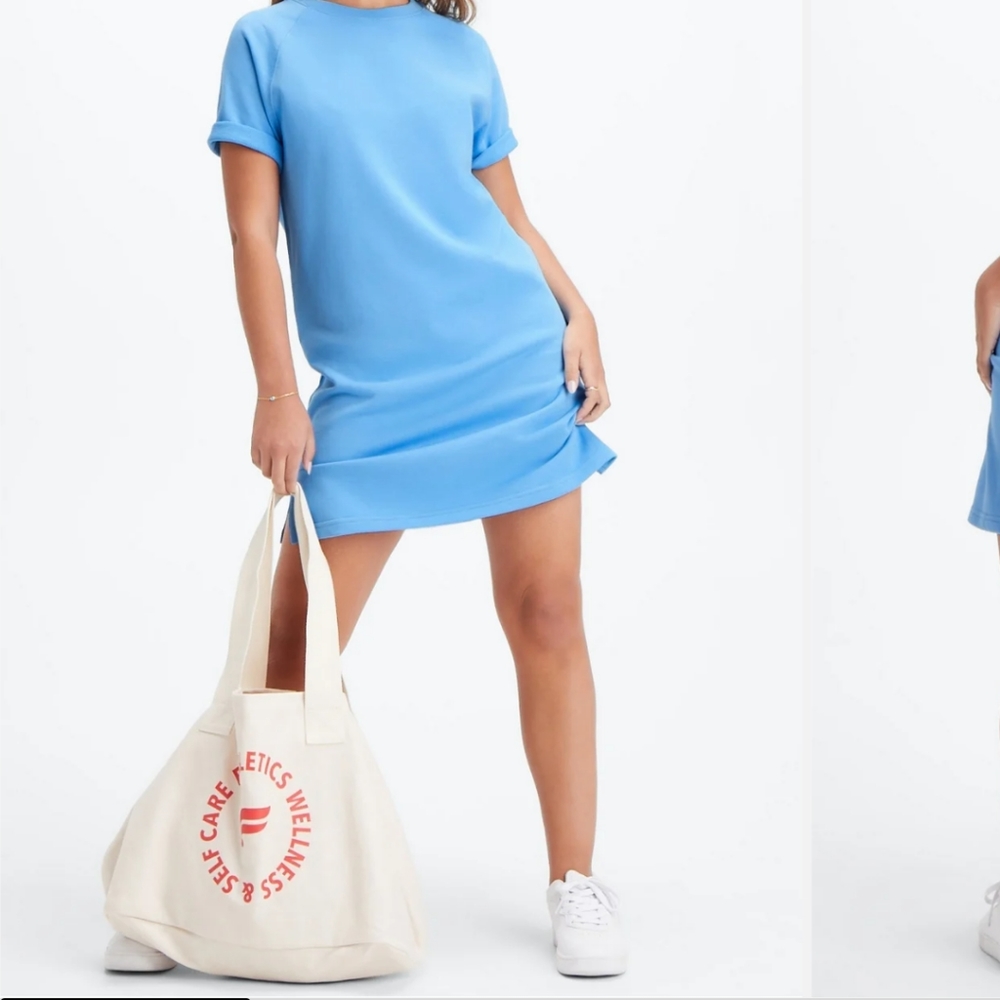 NWT Fabletics Terry Short Sleeve Minidress in Island Escape Size Large
